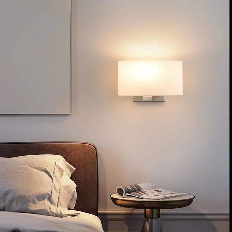 新款北欧现代简约客厅床头壁灯led酒店客房灯美式玻璃罩跨境