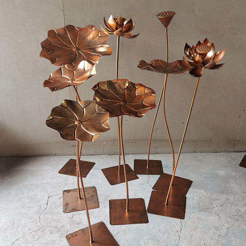 婚礼莲蓬过莲花古铜铁艺道金属橱窗装饰荷叶创意摆件道具舞台荷花