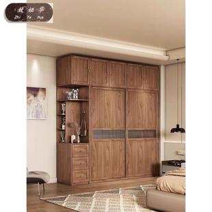 CRU主室现代约北色欧胡桃轻奢柜简子衣柜推拉卧门实木欧松板家用