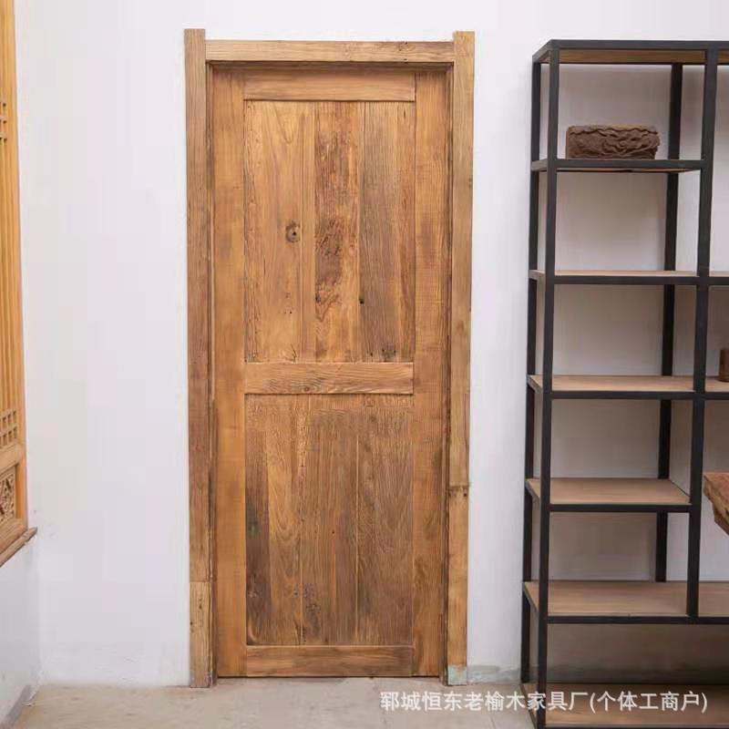 老榆木实木单扇双扇门仿古做旧单开门门板卫生间风化纹理民宿门