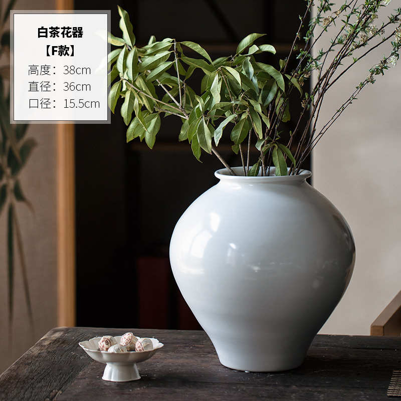 可花鲜花三摆件御侘白色泥插花禅意陶瓷培陶罐水装饰寂情绪稳定