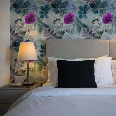 BZ20021复古蓝紫色花卉墙纸店铺客厅卧室客厅家居装饰壁纸贴画