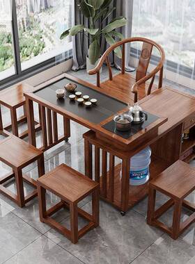 台实木旋转桌小户型实茶木阳旋转茶DRV台用伸缩旋家转实木多功能
