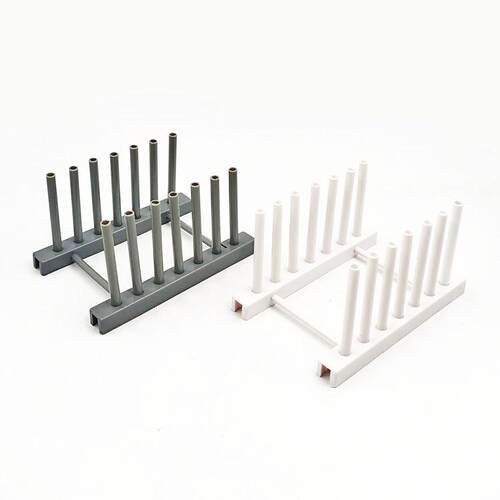 Kitchen Dish Rack with Plastic Plates and Pot Lid Holder, Ho