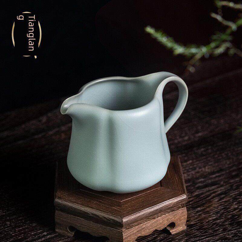 天朗窑汝窑博览会杯大茶隔板手柄蝉翼开口件高端茶具志云茶海