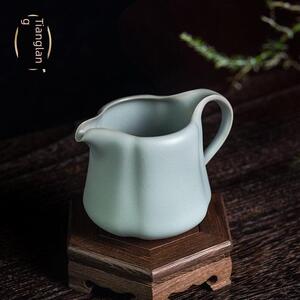天朗窑汝窑博览会杯大茶隔板手柄蝉翼开口件高端茶具志云茶海