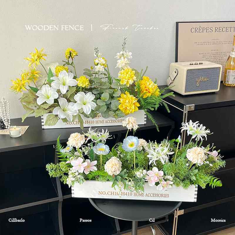 50cm实木栅栏假花仿艺真花摆摆设花摆件装饰莫奈半米花厅餐桌花花