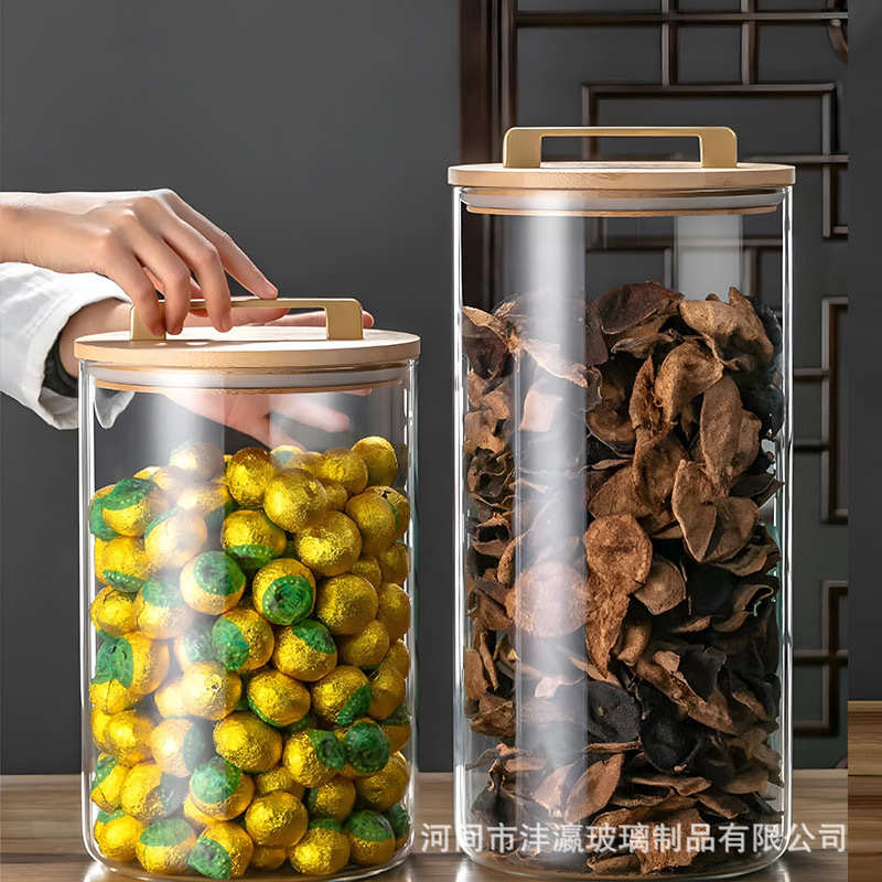 大容量玻璃瓶带盖陈皮储存罐商用大号密封罐大口径茶叶干货展批发
