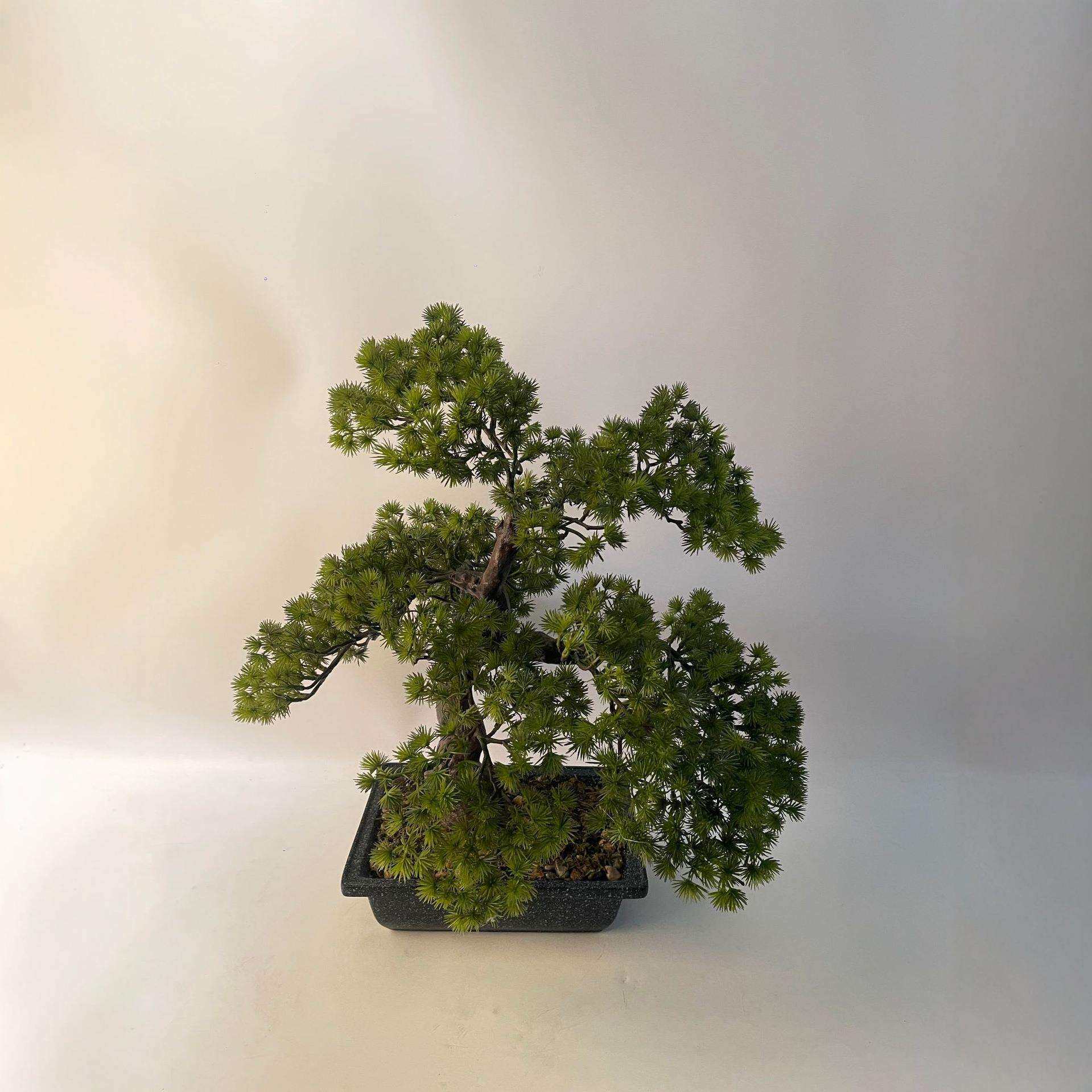 松针仿真松树盆景盆栽迎客松书桌摆设假花装饰花艺小饰品干枝梅