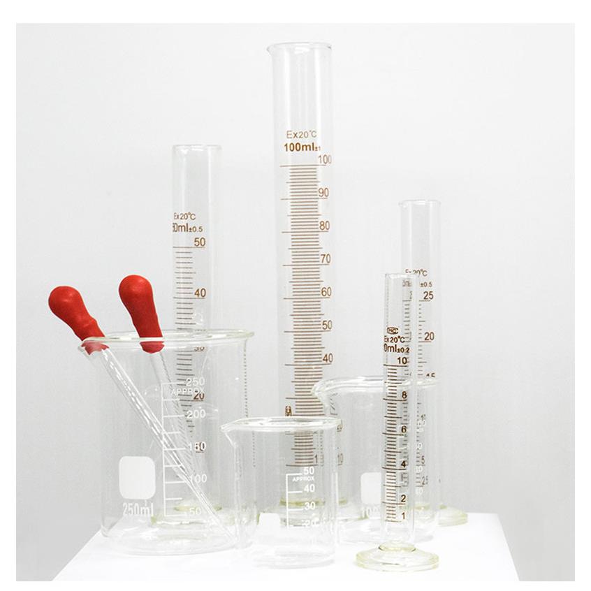 化学实验器材套装10ml25ml50ml100ml玻璃烧杯量筒套装胶头滴管120