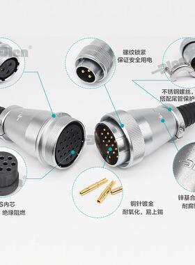 对接WS48航空插头DS48-5/7/20/27/38/42芯工业连接器TQ+ZQ互配TP