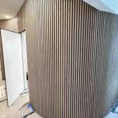 木格栅吸条音板厂燃家实200料木格栅凹凸形阻墙面装 饰材隔音板