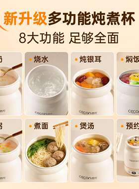 西可0电炖小型电炖锅煲汤煮杯粥锅一人小炖盅办公室用家22M-500B6