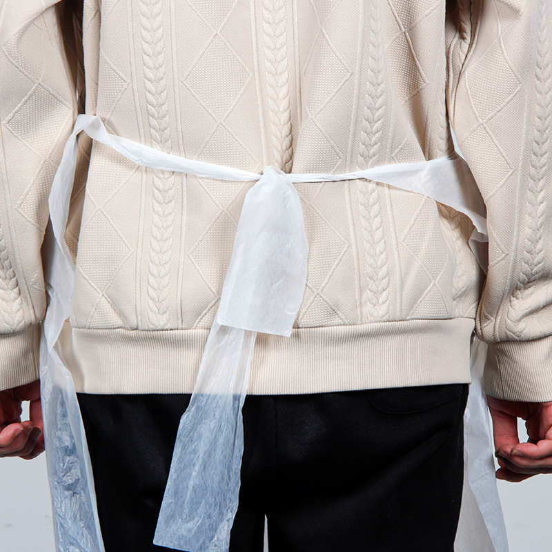 一次性pe围裙白色塑料拒水防油污加厚无袖围裙餐厅火锅店