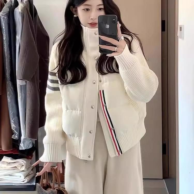 轻薄白色休闲 棉服女2025秋冬新款短款立领铺棉外套冬季保暖棉袄