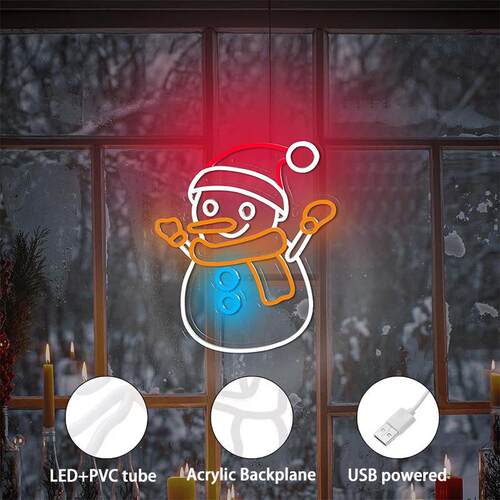 跨境发光圣诞雪人霓虹灯LED霓虹灯节日装饰灯圣诞万圣系列