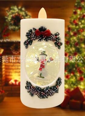圣诞L雪人ED电子真蜡烛灯圣诞派对创427意铜线灯夜小灯装仿饰摆件