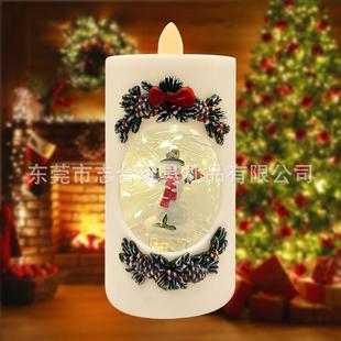 圣诞L雪人ED电子真蜡烛灯圣诞派对创427意铜线灯夜小灯装 仿饰摆件