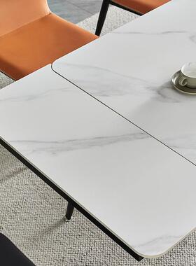 代简约岩板餐桌家餐用现户501B小型可折叠轻奢伸缩长方形拉伸桌椅