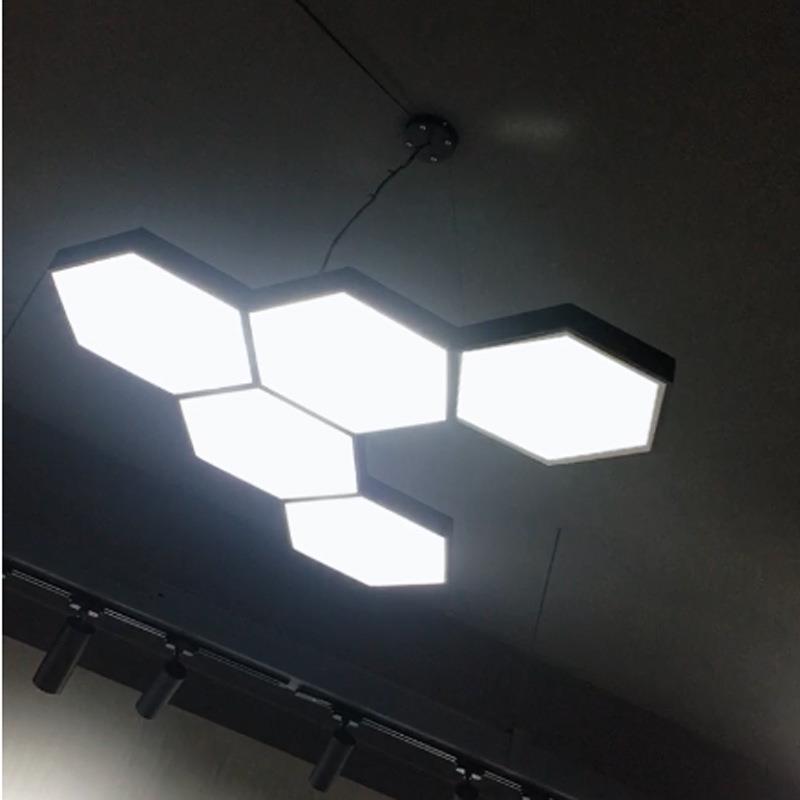 六边形办公室吊灯健身房舞蹈室网咖蜂巢拼接造型彩色六角吊灯