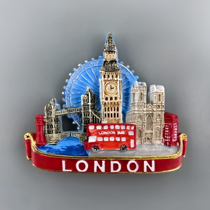 英国伦敦旅游纪念立体树脂彩绘城市地标装饰工艺品磁力冰箱贴礼物