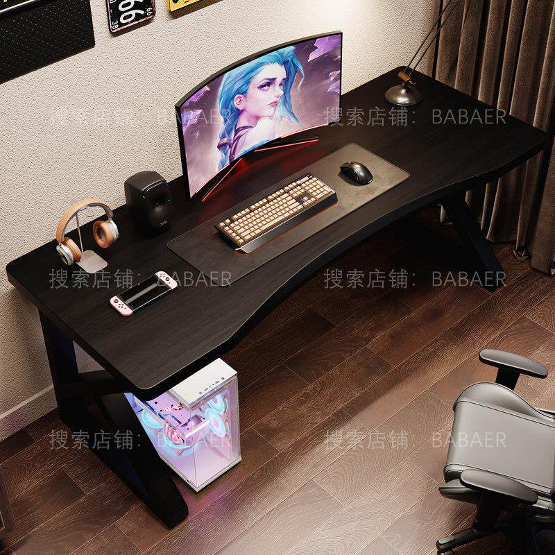 纯实木双人电脑桌台式家用办公桌简易书桌学生家用卧室电竞桌