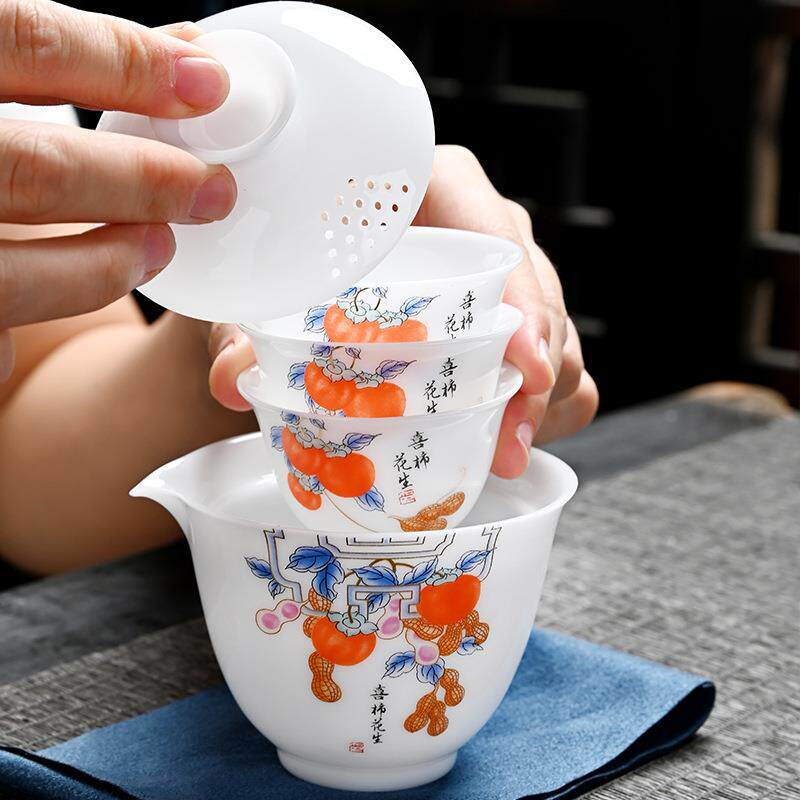 冰种旅行茶具套装户外便携随身携带茶具白瓷泡茶壶快客杯一壶三杯