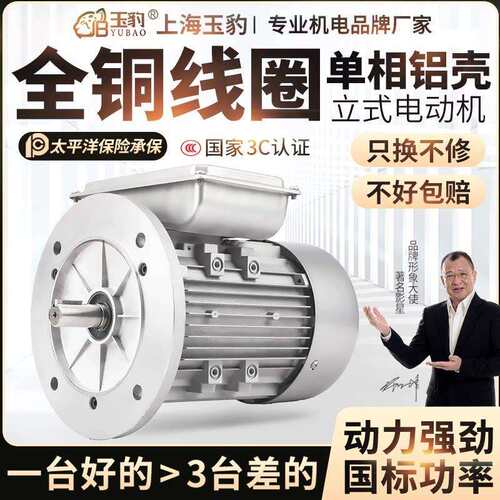 铝壳220V单相马达0.37/0.55/0.75/1.1/1.5/2.2KW 国标法兰电机