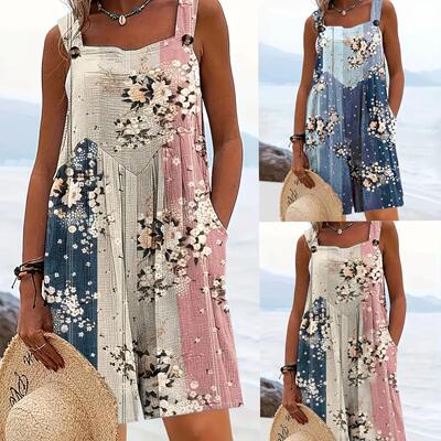 Patchwork Floral Overalls Romper Bohemian Dungarees Casual