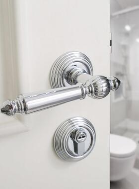 INDOORS法式银色卧室内门锁简欧轻奢静音家用门锁具室内房门把手