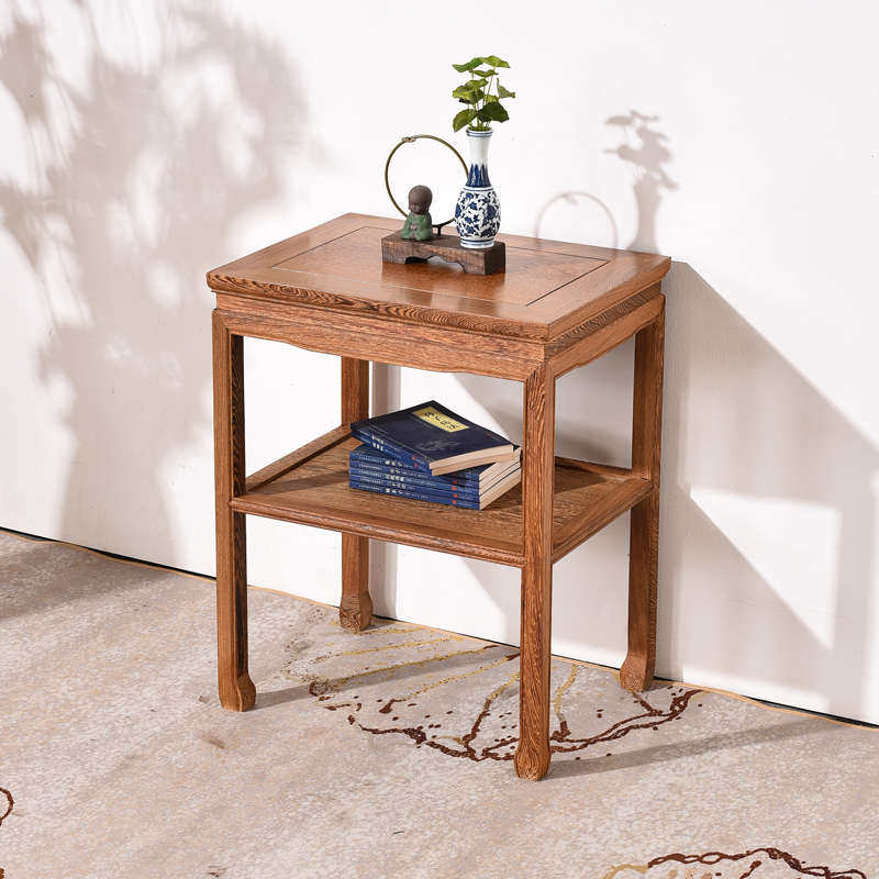 鸡翅木双层小茶几红木桌子新中式实木小方桌原木沙发边几角几边桌