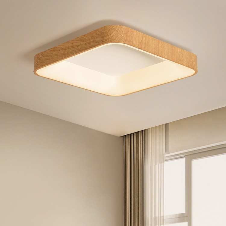 北欧LED卧室吸顶灯现代简约新中式客厅餐厅房间书房胡桃木纹灯具