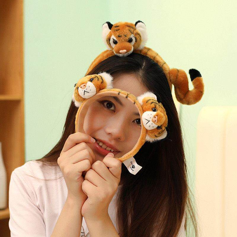 ins毛绒老虎熊猫洗脸卡通发箍萌物可爱少女发卡头箍儿童表演道具