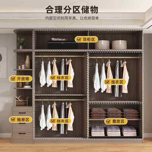 推拉NPB门衣柜实木简约代家用卧室现出租用收纳房全衣橱儿童卧室
