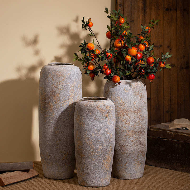 景德镇侘寂风落地大花瓶陶瓷摆件客厅插花复古粗陶高陶罐民宿装饰,家居饰品,花瓶,淘宝优惠券,粉丝福利购,淘宝优惠卷