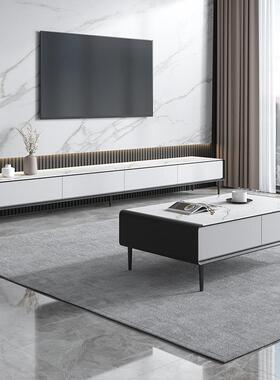小岩板电视柜现理代简约户型客厅实大石轻65759木奢极简电视柜茶