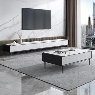 小岩板电视柜现理代简约户型客厅实大石轻65759木奢极简电视柜茶