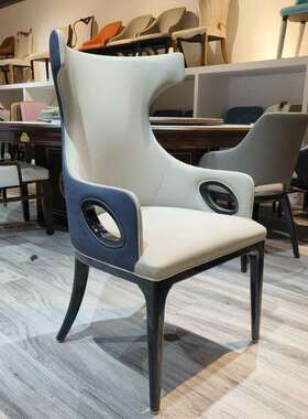 0BDM368#意式轻奢餐椅家用设计师实木橡木休闲椅子现代简约新中式