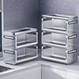 #304不锈钢厨房台面姜蒜置物架多层桌面放水果装蔬菜圣之圣