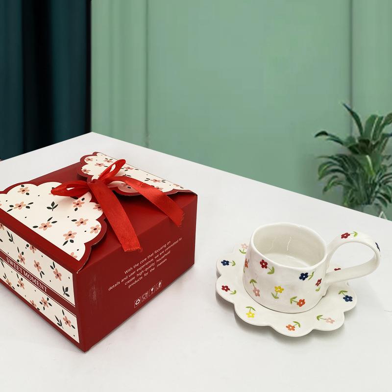 高档彩盒精致下午茶杯花朵高颜值马克杯法式复古陶瓷杯子咖啡杯碟