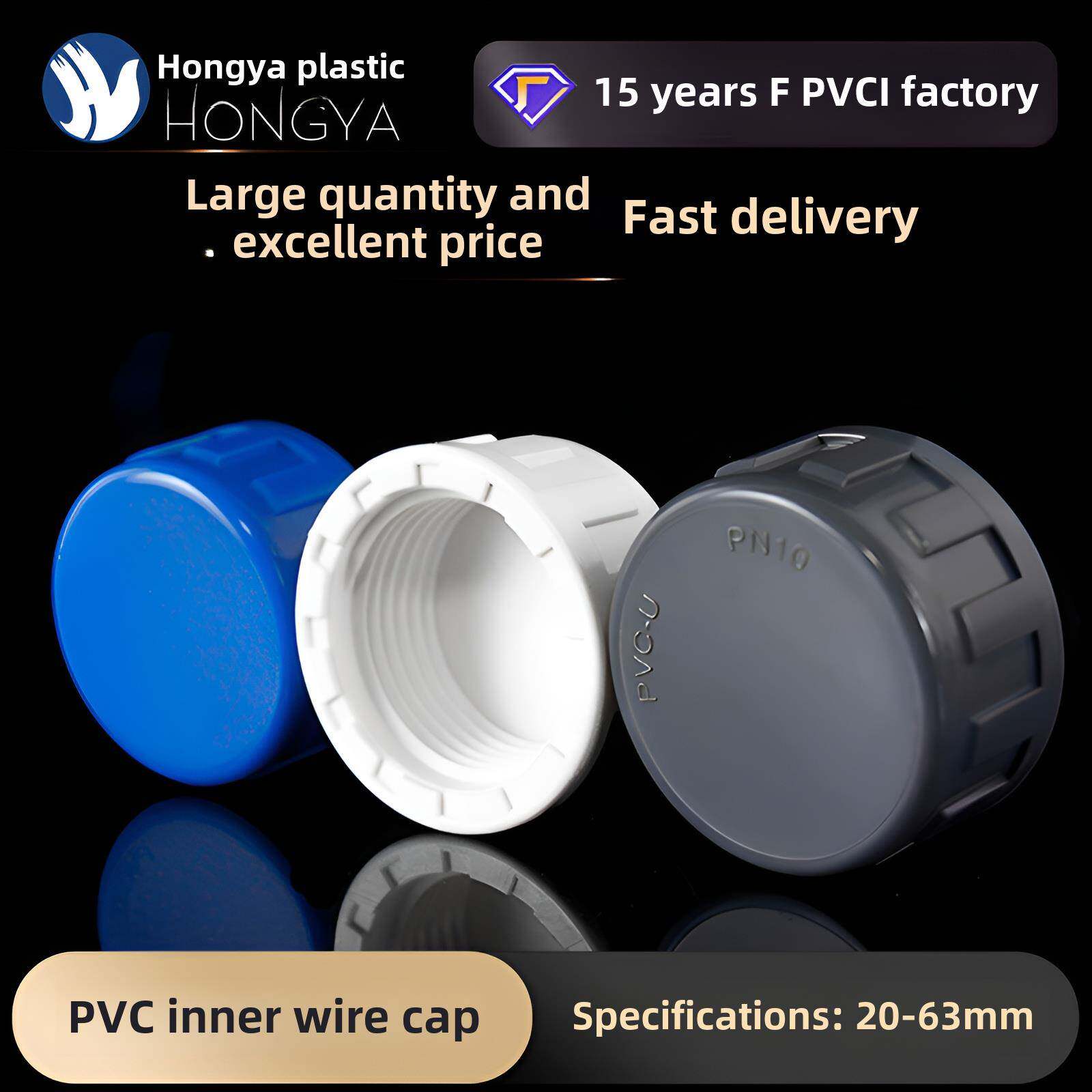 PVC内丝管帽 给水管内牙管堵内螺纹堵头 20 25 32 40 50 63蓝白灰图片