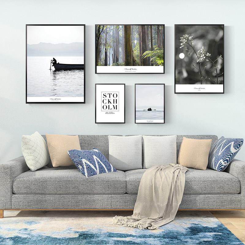 客厅装饰画沙发背景墙画北欧风景组合壁画现代简约餐厅挂画小清新