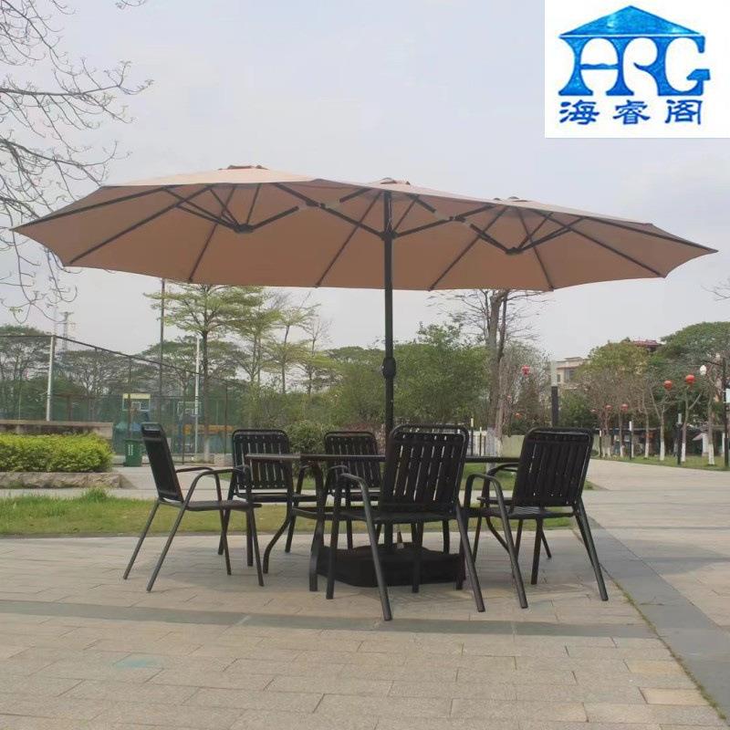 长方形户外遮阳伞露台咖啡厅罗马伞庭院伞大型中柱室外三头太阳伞