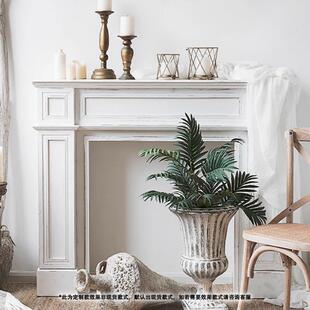 法式复古实木壁炉装饰柜欧美式黑白色假壁炉置物架民宿摄影道具