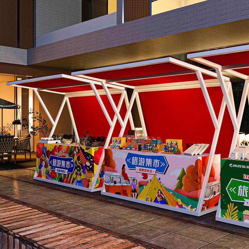 网红集市遮阳棚摆摊商用帐篷夜市活动售货车地摊车商场公园摊位架