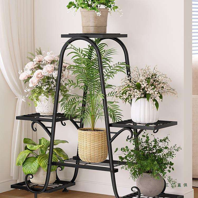 花架子室内家用多层阳台植物摆放装饰架铁艺客厅落地式绿萝花盆架