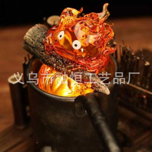 跨境Calcifer Night Light心脏的火苗卡西法树脂