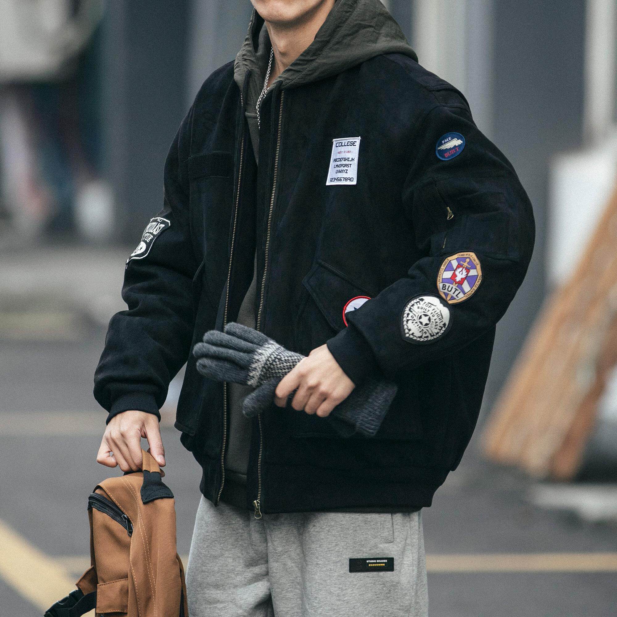 【美式潮流】Ander Jurnal飞行员夹克棒球服外套男贴标工装棉袄冬