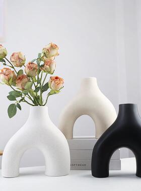 异形艺术花瓶摆件创意陶瓷客厅插花家居玄关样板房软装饰品摆件