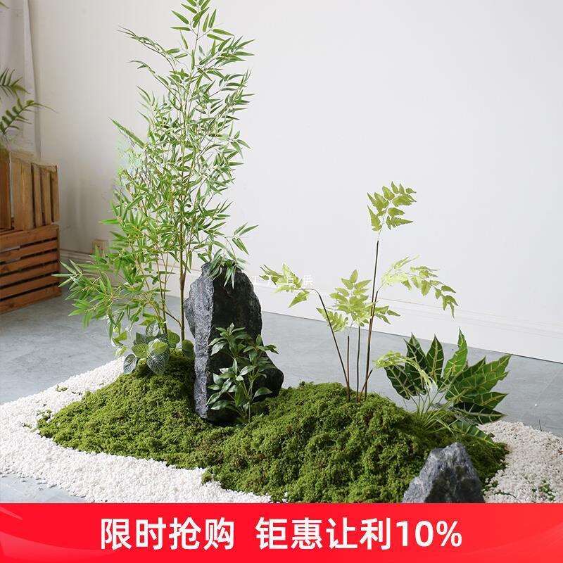 中式竹子室内外装饰组合阳台庭院楼梯下造景假草坪绿植物园林